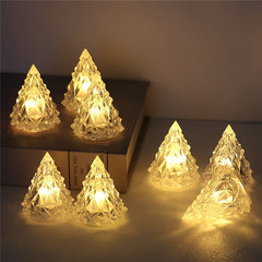 🎅 Krištolinis mini naktinis šviestuvas be šviesos LED Kalėdų eglutės lempa